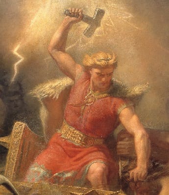 Viking God Thor riding his chariot